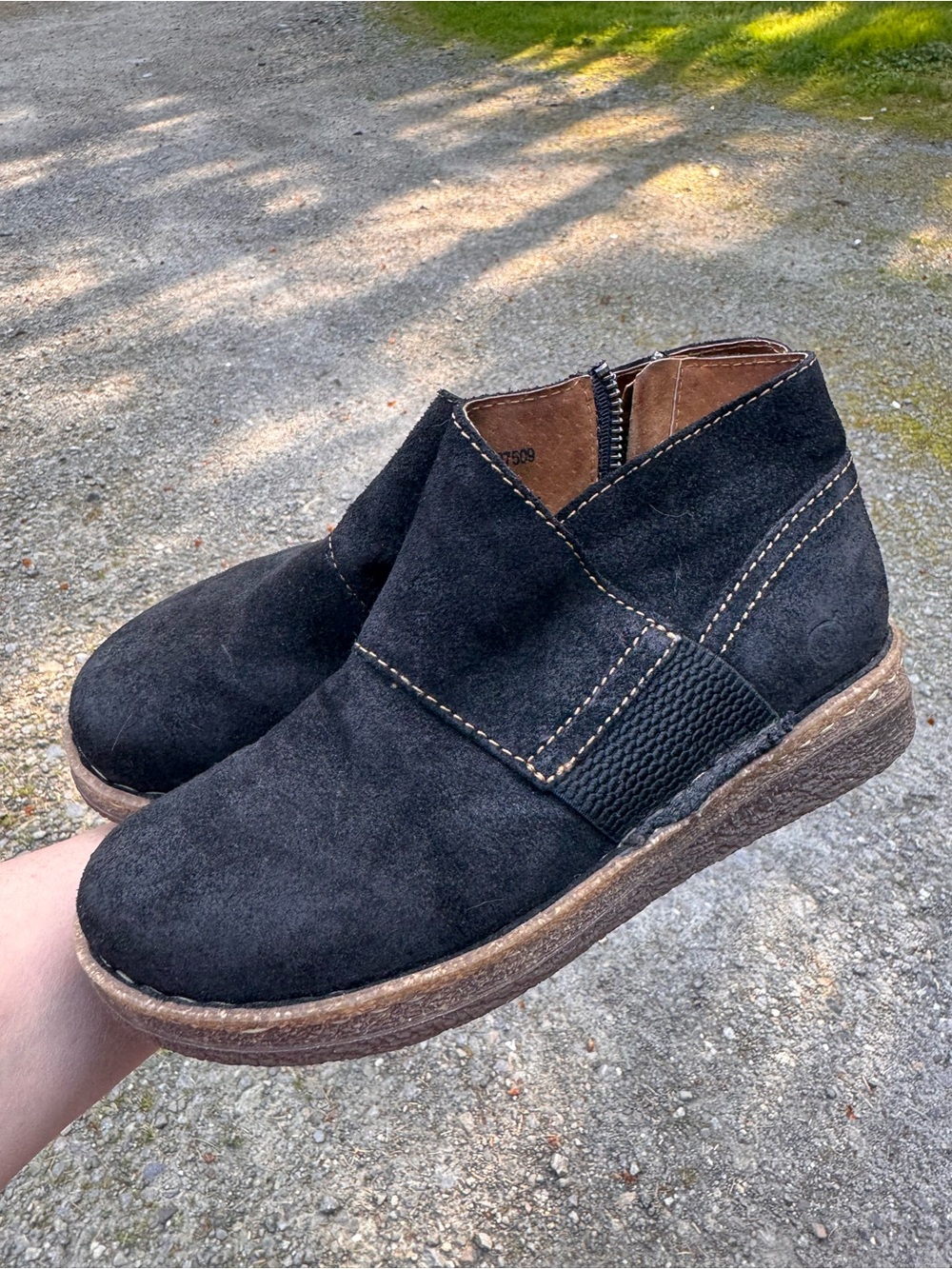 Born Black Suede Women's Ankle Booties - Side Zip Casual Chelsea - Picture 3 of 6
